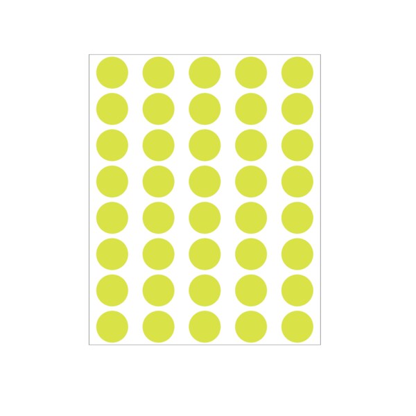 Nevs 1/2" Color Coding Dots Chartreuse - Sheet Form DOT-12M Chart - main